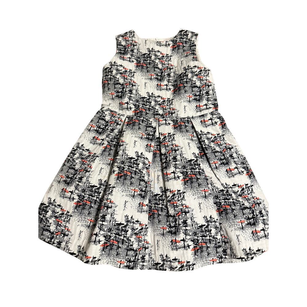 NWOT Florence Fancy Girl Sleeveless Dress‎ Size 5-6 White Abstract Surfing
